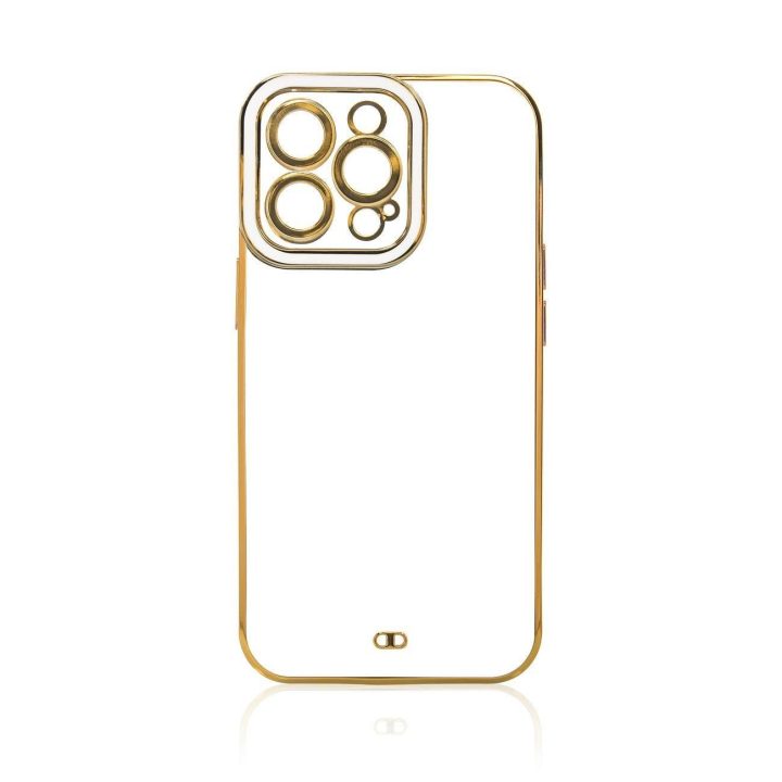 Fashion Case dėklas Samsung Galaxy A12 5G Gold Frame Gel Cover White
