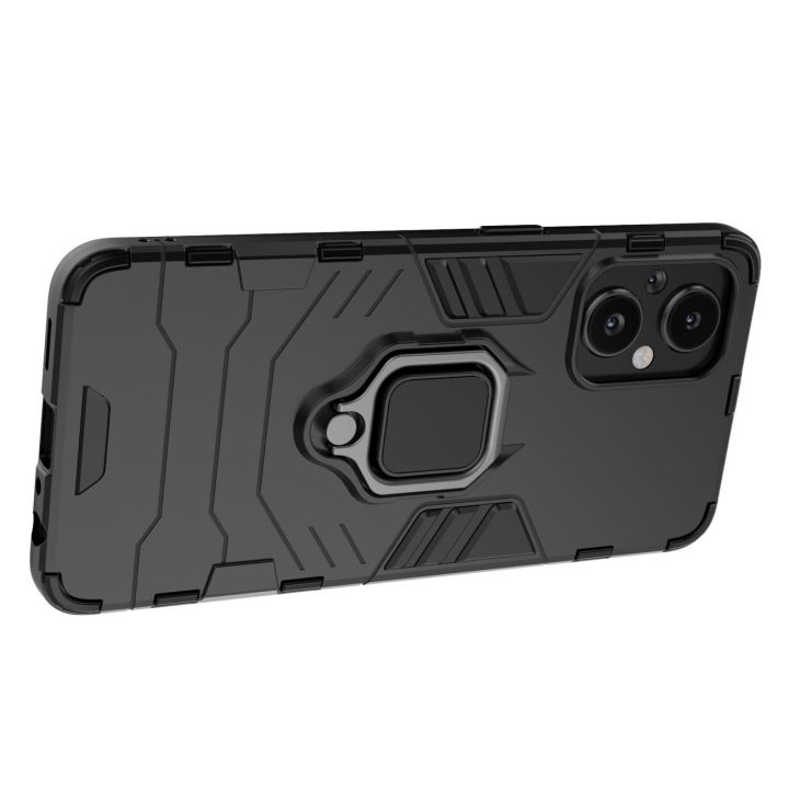 Ring Armor tvirtas hibridinis dėklas + magnetinis laikiklis, skirtas OnePlus Nord N20 5G , juodas