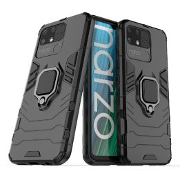 Ring Armor tvirtas hibridinis dėklas + magnetinis laikiklis Realme Narzo 50A , juodas