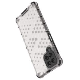 Honeycomb korpuso šarvuotas dangtelis su geliniu rėmeliu, skirtas Samsung Galaxy M53 5G , skaidrus