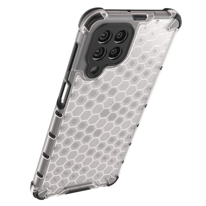 Honeycomb dėklas su geliniu rėmeliu, skirtas Samsung Galaxy M53 5G , juodos spalvos