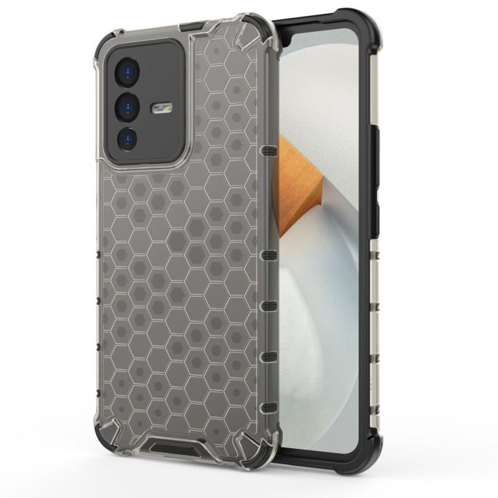 Honeycomb korpuso šarvuotas dangtelis su gelio rėmeliu Vivo V23 5G juodas