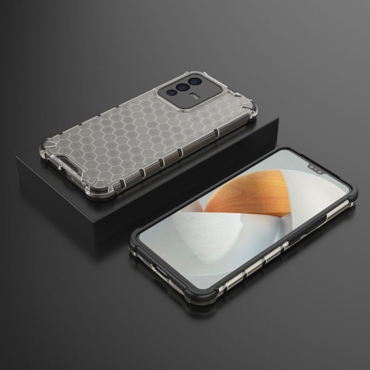 Honeycomb korpuso šarvuotas dangtelis su gelio rėmeliu Vivo V23 5G juodas