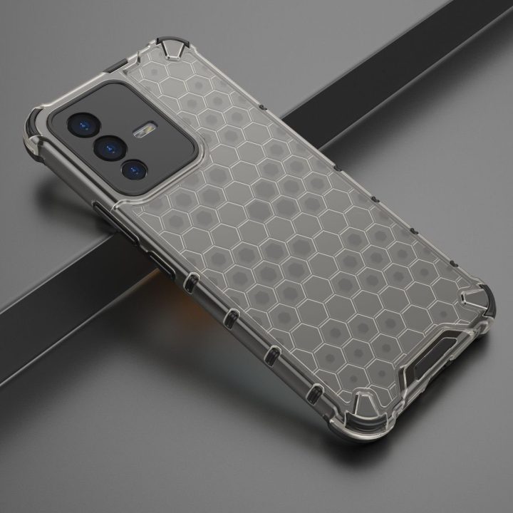 Honeycomb korpuso šarvuotas dangtelis su gelio rėmeliu Vivo V23 5G juodas