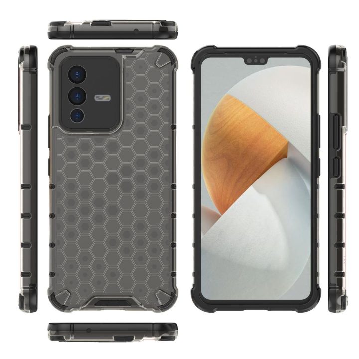 Honeycomb korpuso šarvuotas dangtelis su gelio rėmeliu Vivo V23 5G juodas