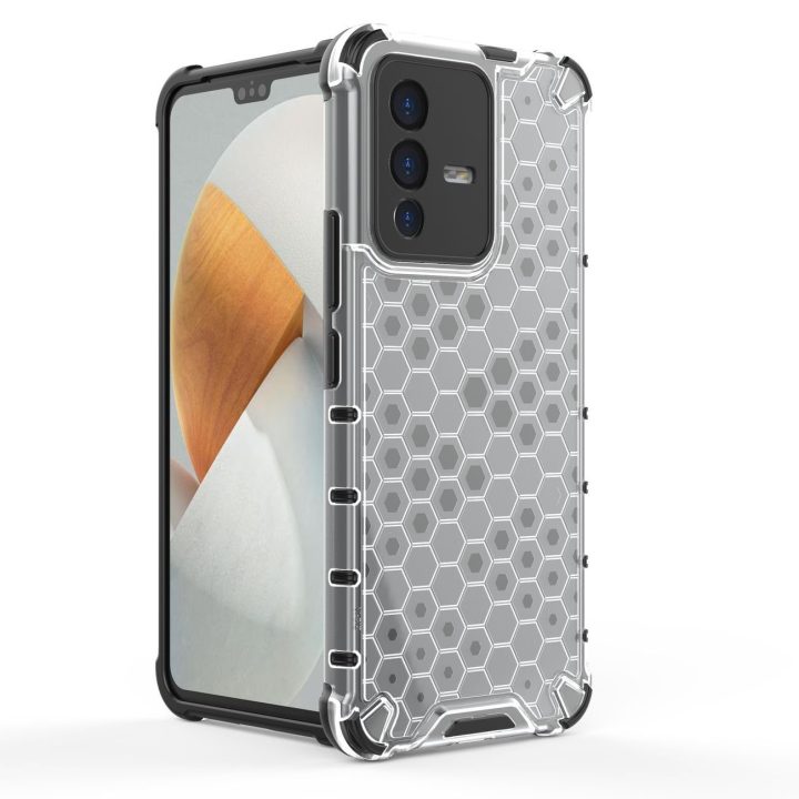 Honeycomb korpuso šarvuotas dangtelis su gelio rėmeliu Vivo V23 5G juodas