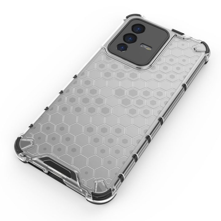 Honeycomb korpuso šarvuotas dangtelis su gelio rėmeliu Vivo V23 5G juodas