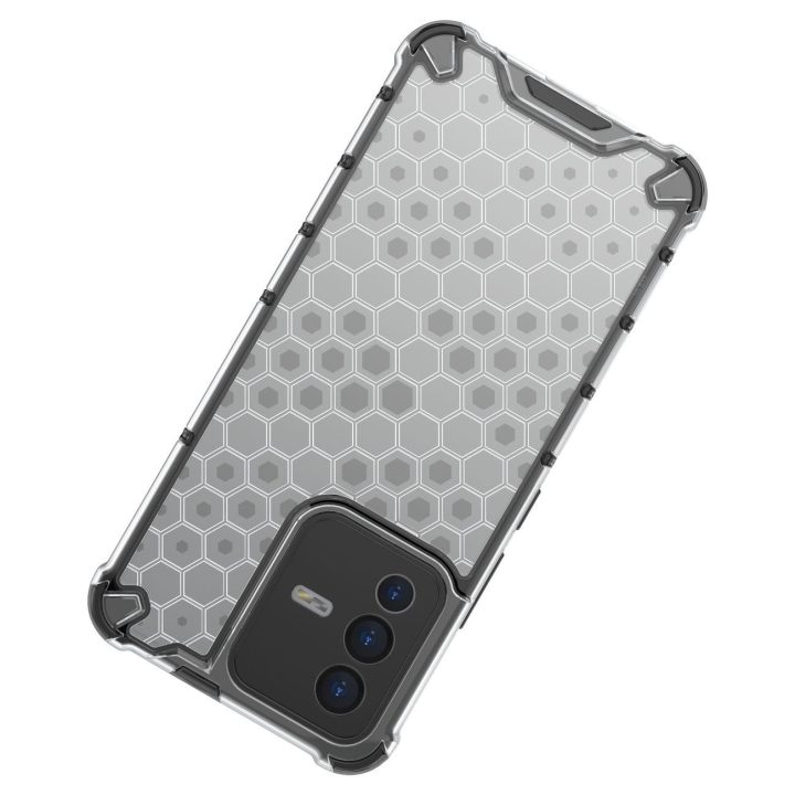 Honeycomb korpuso šarvuotas dangtelis su gelio rėmeliu Vivo V23 5G juodas