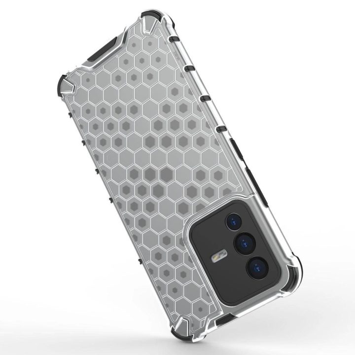 Honeycomb korpuso šarvuotas dangtelis su gelio rėmeliu, skirtas Vivo V23 5G , skaidrus