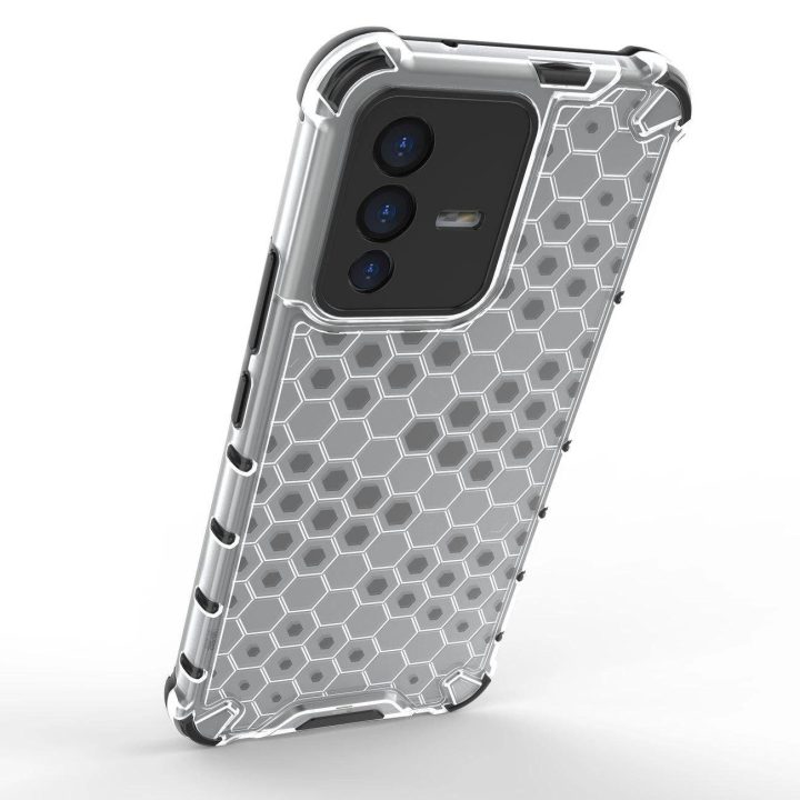 Honeycomb korpuso šarvuotas dangtelis su gelio rėmeliu, skirtas Vivo V23 5G , skaidrus