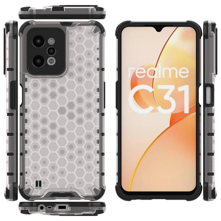 Šarvuotas korpusas su geliniu rėmeliu Realme C31 skaidrus