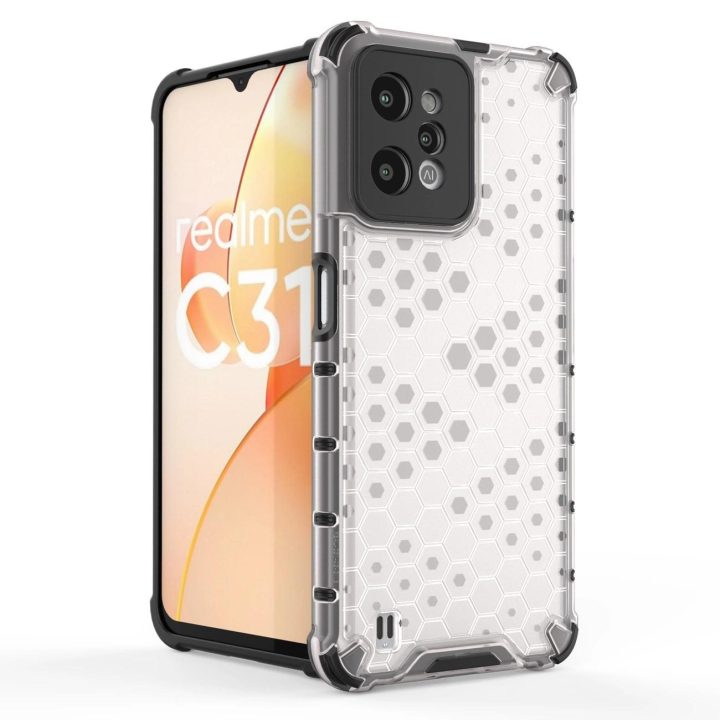Šarvuotas korpusas su geliniu rėmeliu Realme C31 skaidrus