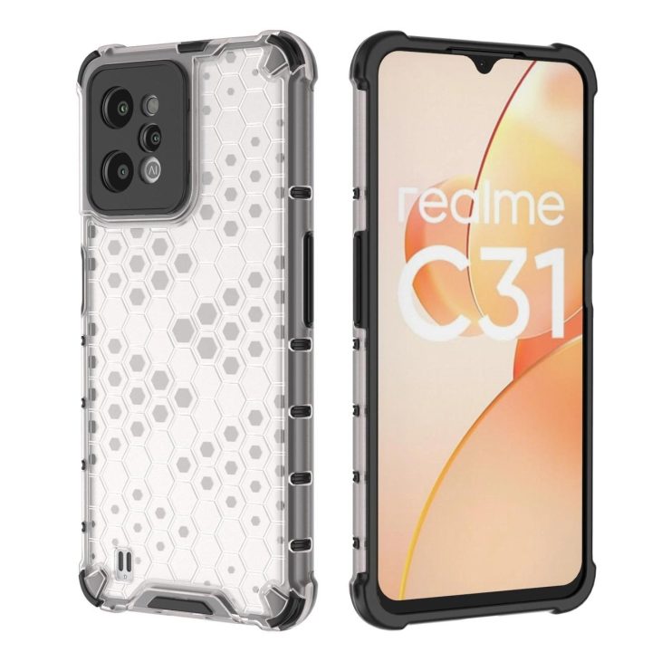 Šarvuotas korpusas su geliniu rėmeliu Realme C31 skaidrus