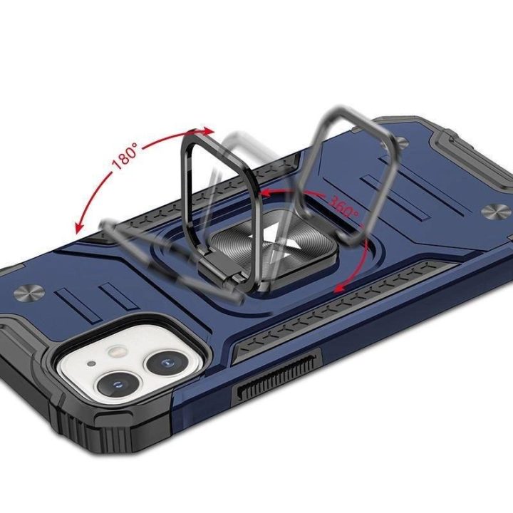 iPhone 14 Plus šarvuotas dangtelis su magnetiniu laikikliu žiedas mėlynas