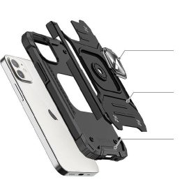 Žiedo šarvas IPHONE 14 MAX juodas
