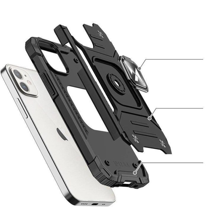 Žiedo šarvas IPHONE 14 MAX juodas