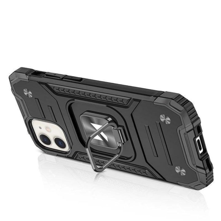 Žiedo šarvas IPHONE 14 MAX juodas