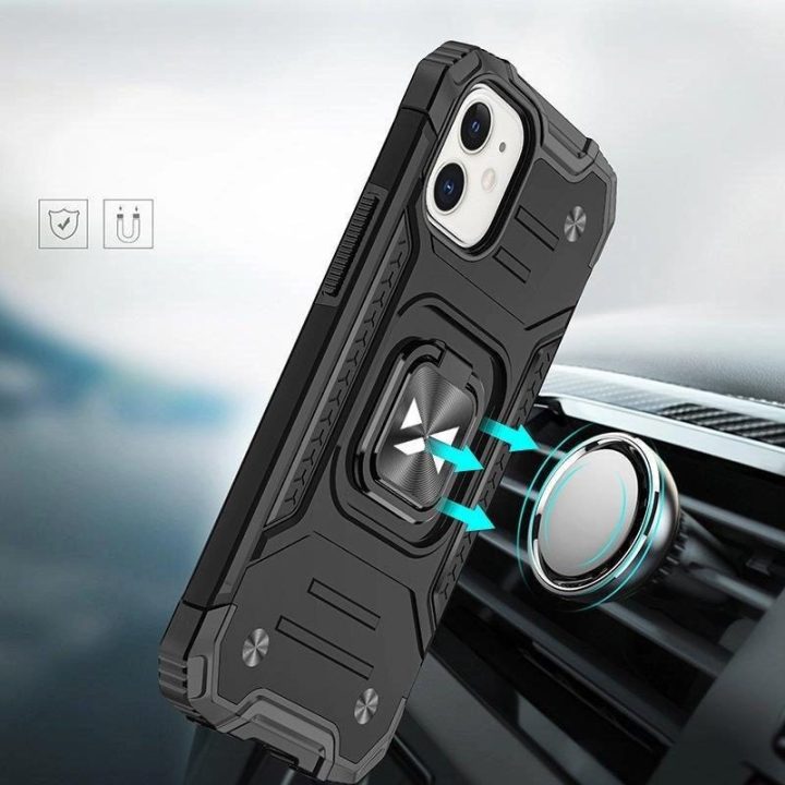 Žiedo šarvas IPHONE 14 MAX juodas