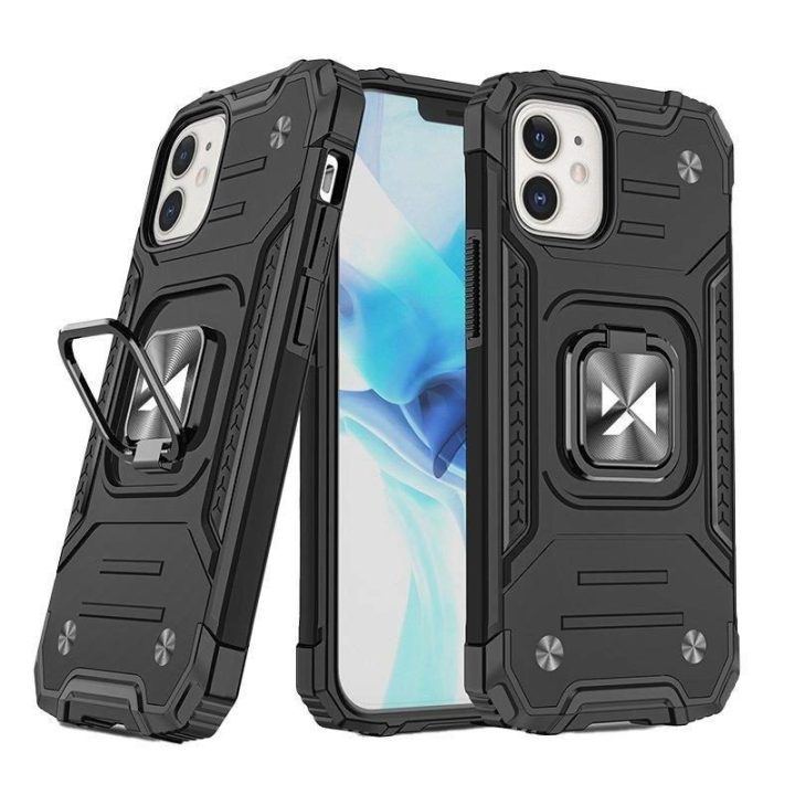Žiedo šarvas IPHONE 14 MAX juodas
