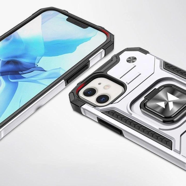 iPhone 14 žiedo šarvuotas dėklas su magnetiniu laikikliu sidabrinis žiedas
