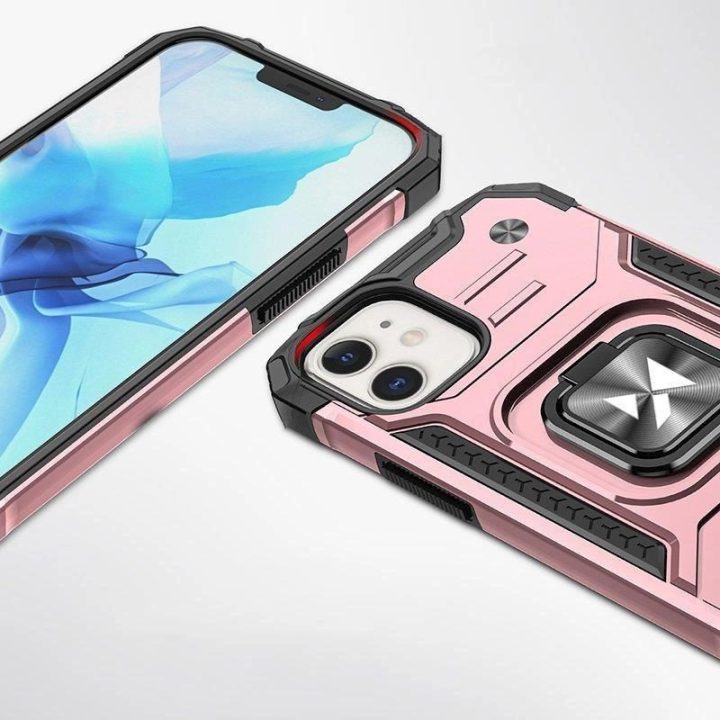 iPhone 14 šarvuotas dangtelis su magnetiniu laikikliu auksinis žiedas