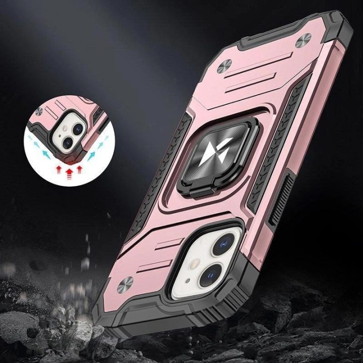 iPhone 14 šarvuotas dangtelis su magnetiniu laikikliu auksinis žiedas