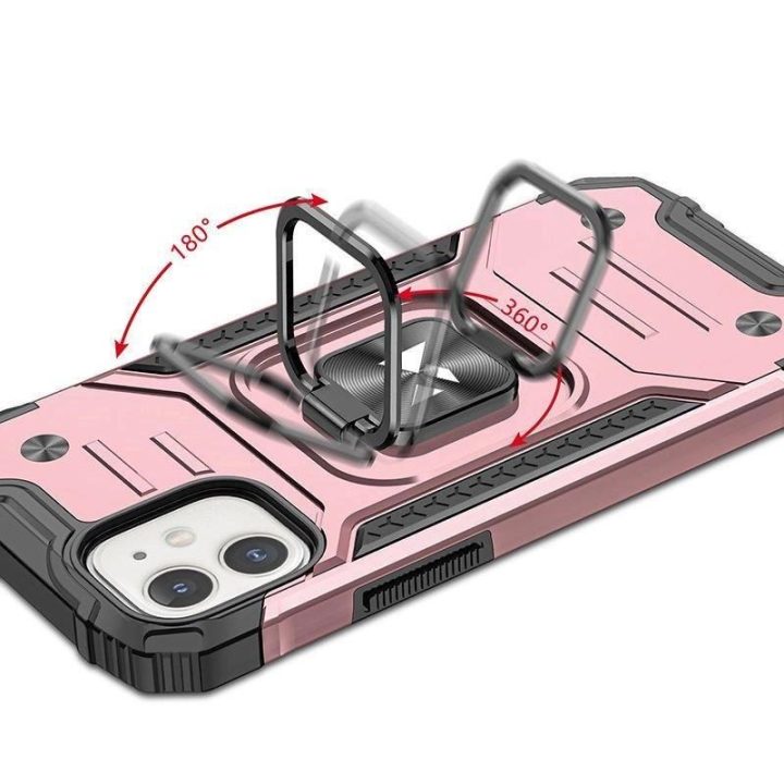 iPhone 14 šarvuotas dangtelis su magnetiniu laikikliu auksinis žiedas