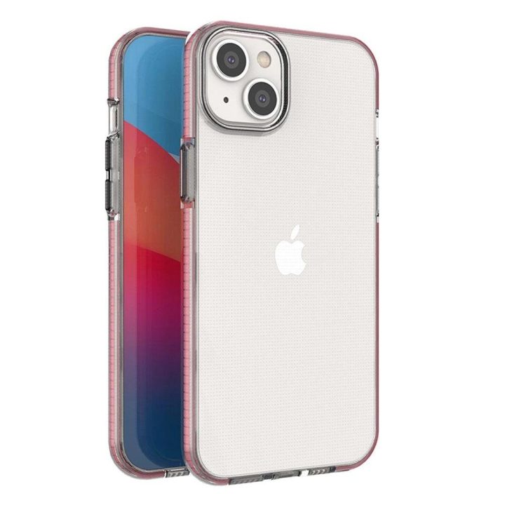 Spring Case dėklas iPhone 14 Plus silikoninis dėklas su rėmeliu šviesiai rožinės spalvos