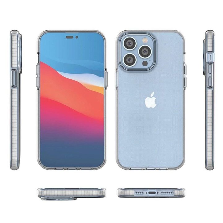 Pavasarinis dėklas iPhone 14 Pro Max silikoninis dangtelis su rėmeliu, šviesiai mėlynas