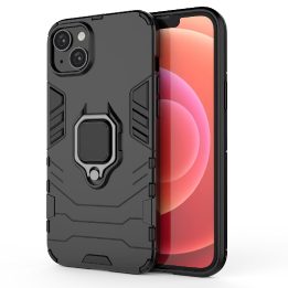 Žiedas Armor dėklas iPhone 14 šarvuotas dangtelis magnetinis laikiklis žiedas juodas