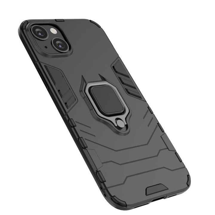 iPhone 14 Plus šarvuotas dangtelis su magnetiniu laikikliu žiedas juodas