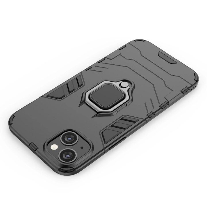 iPhone 14 Plus šarvuotas dangtelis su magnetiniu laikikliu žiedas juodas