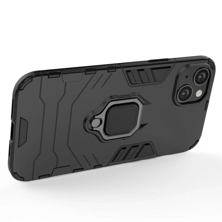 iPhone 14 Plus šarvuotas dangtelis su magnetiniu laikikliu žiedas juodas