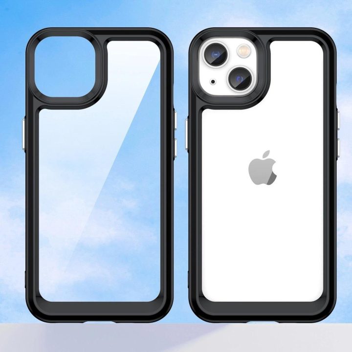 Outer Space dėklas iPhone 14 Plus kietasis dangtelis su geliniu rėmeliu, juodas