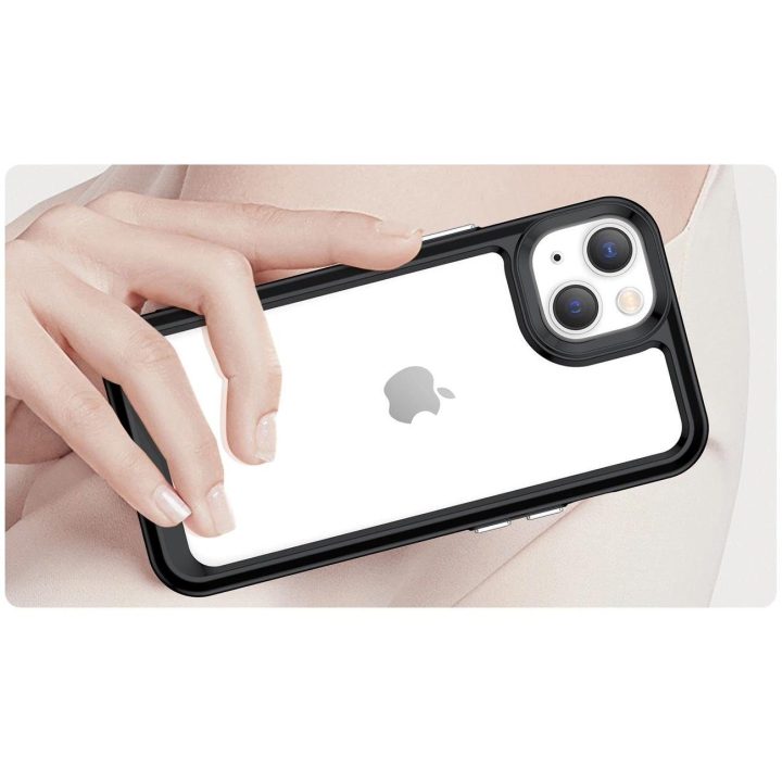 Outer Space dėklas iPhone 14 Plus kietasis dangtelis su geliniu rėmeliu, juodas