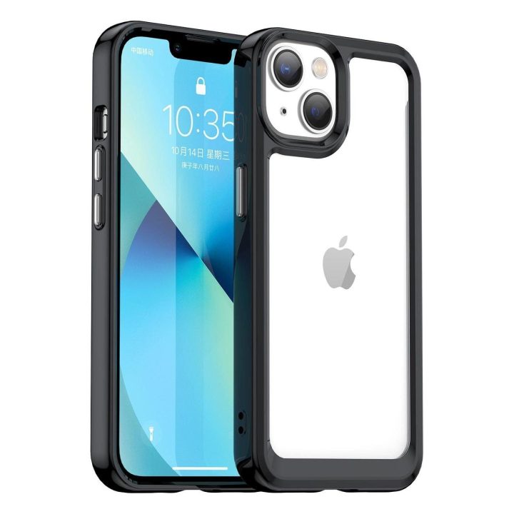 Outer Space dėklas iPhone 14 Plus kietasis dangtelis su geliniu rėmeliu, juodas