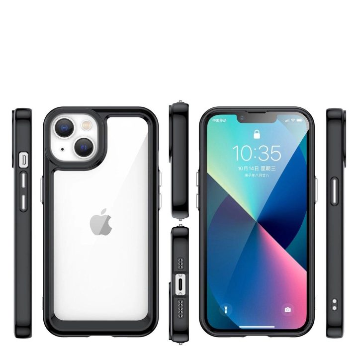 Outer Space dėklas iPhone 14 Plus kietasis dangtelis su geliniu rėmeliu, juodas