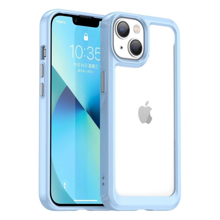 Outer Space dėklas iPhone 14 Plus kietasis dangtelis su geliniu rėmeliu, mėlynas