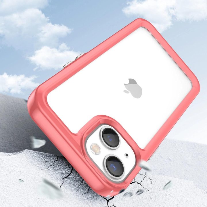 Outer Space dėklas iPhone 14 Plus kietasis dangtelis su geliniu rėmeliu raudonas