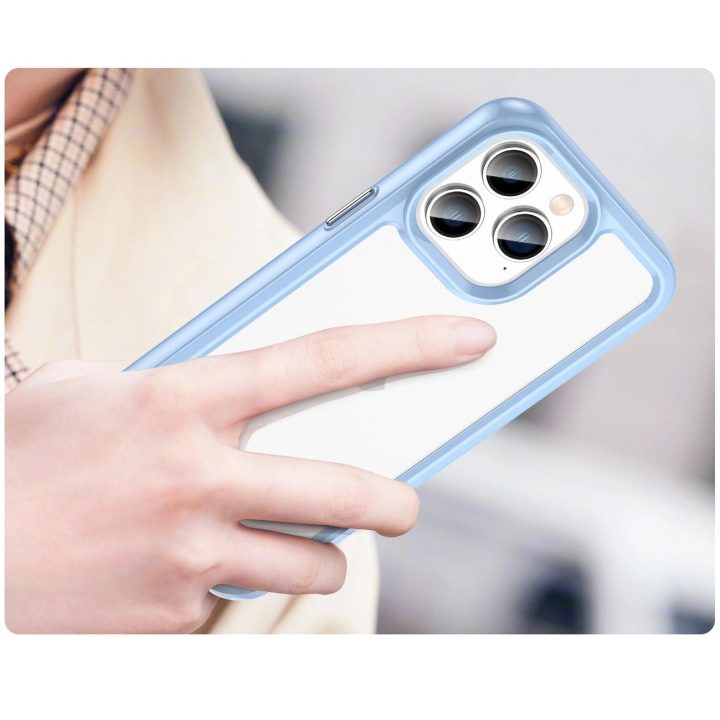 Outer Space dėklas iPhone 14 Pro kietasis dangtelis su geliniu rėmeliu, mėlynas