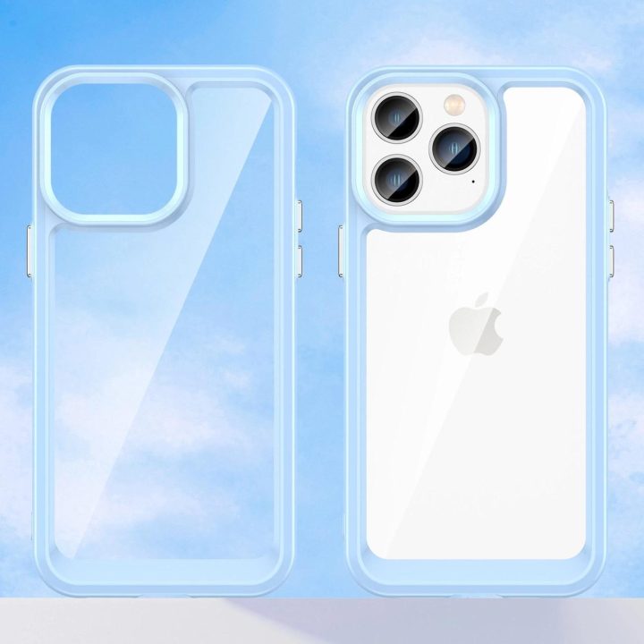Outer Space dėklas iPhone 14 Pro kietasis dangtelis su geliniu rėmeliu, mėlynas