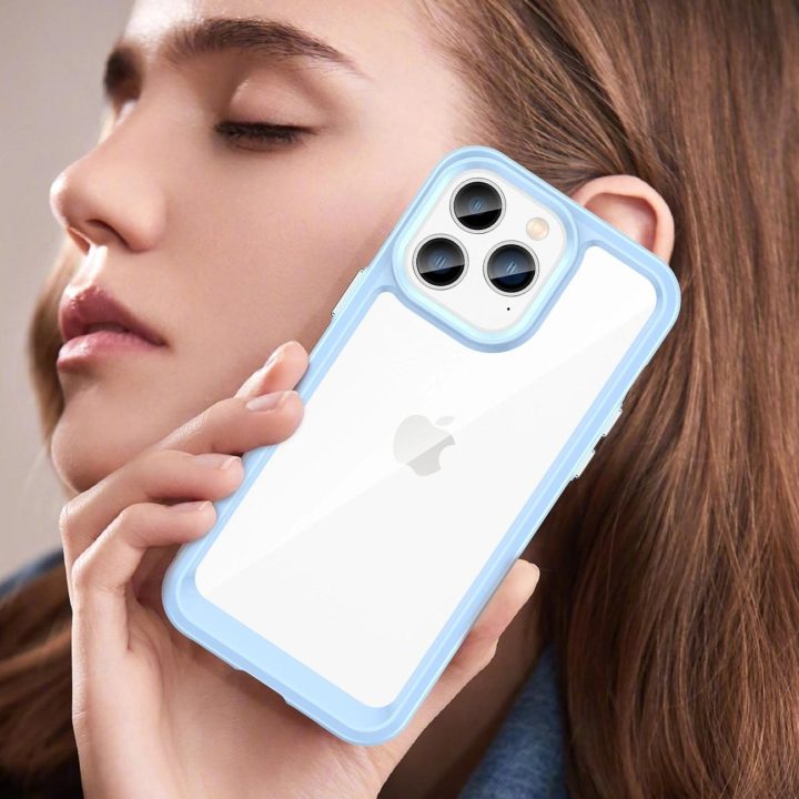 Outer Space dėklas iPhone 14 Pro kietasis dangtelis su geliniu rėmeliu, mėlynas