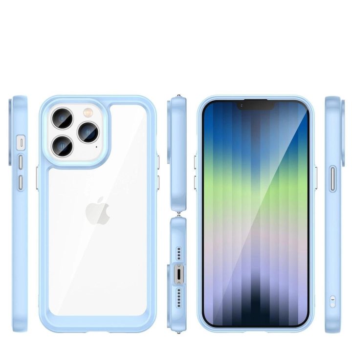 Outer Space dėklas iPhone 14 Pro kietasis dangtelis su geliniu rėmeliu, mėlynas