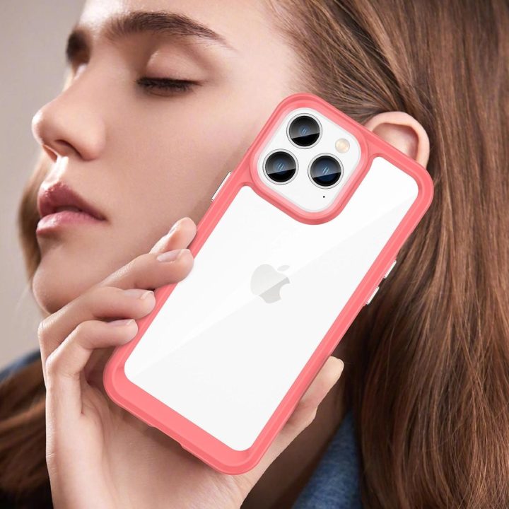Outer Space dėklas iPhone 14 Pro kietasis dangtelis su geliniu rėmeliu raudonas
