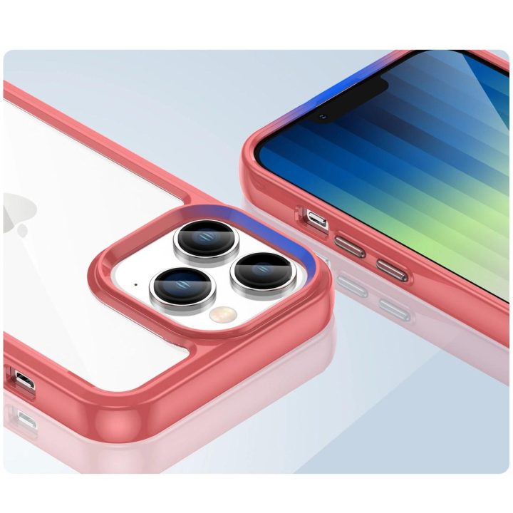 Outer Space dėklas iPhone 14 Pro kietasis dangtelis su geliniu rėmeliu raudonas