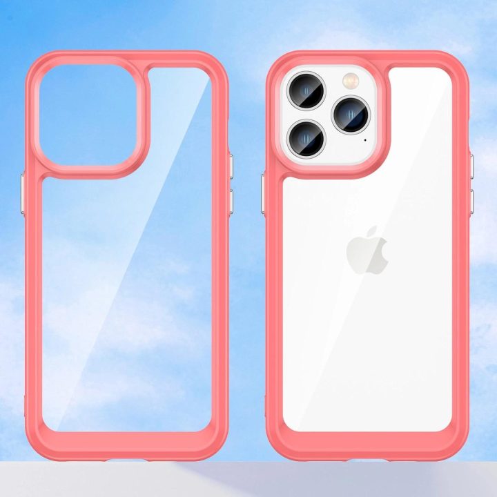 Outer Space dėklas iPhone 14 Pro kietasis dangtelis su geliniu rėmeliu raudonas