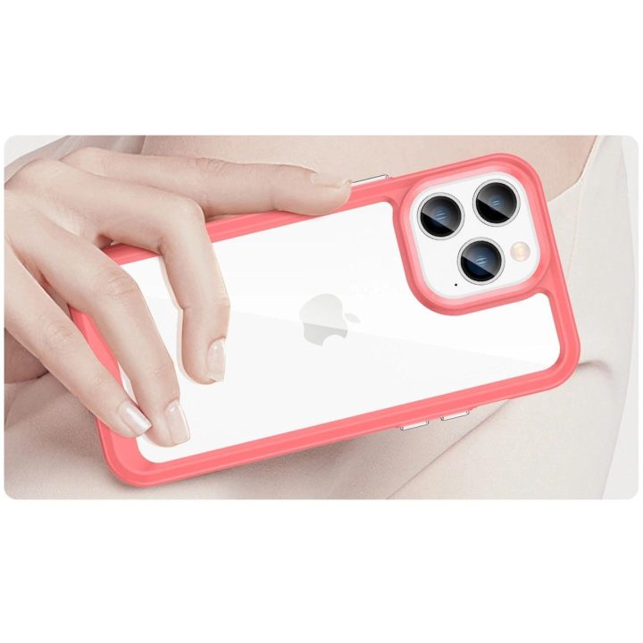 Outer Space dėklas iPhone 14 Pro kietasis dangtelis su geliniu rėmeliu raudonas