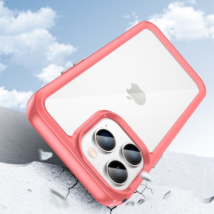 Outer Space dėklas iPhone 14 Pro Max kietasis dangtelis su geliniu rėmeliu raudonas