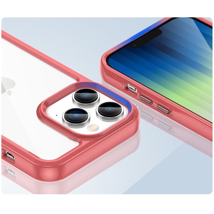 Outer Space dėklas iPhone 14 Pro Max kietasis dangtelis su geliniu rėmeliu raudonas
