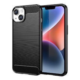 Carbon dėklas iPhone 14 Plus lanksčiam geliniam užpakaliniam dangteliui, juodas